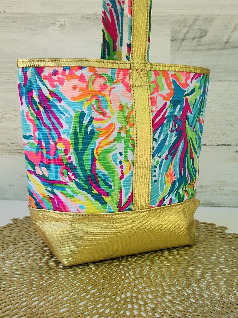 NWOT LILLY PULITZER "FAN SEA PANTS" WINE TOTE